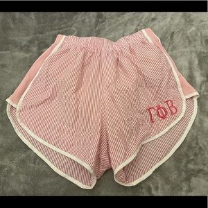 Pink Gamma Phi Beta lounge shorts